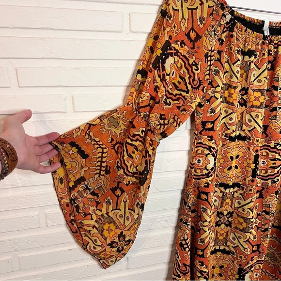 Truth NYC Orange Split Boho Sleeve Off The Shoulder Dress, Women’s Size Small - Picture 4 of 9